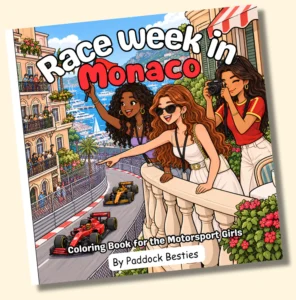 Book cover for a formula 1 coloring book based in monaco